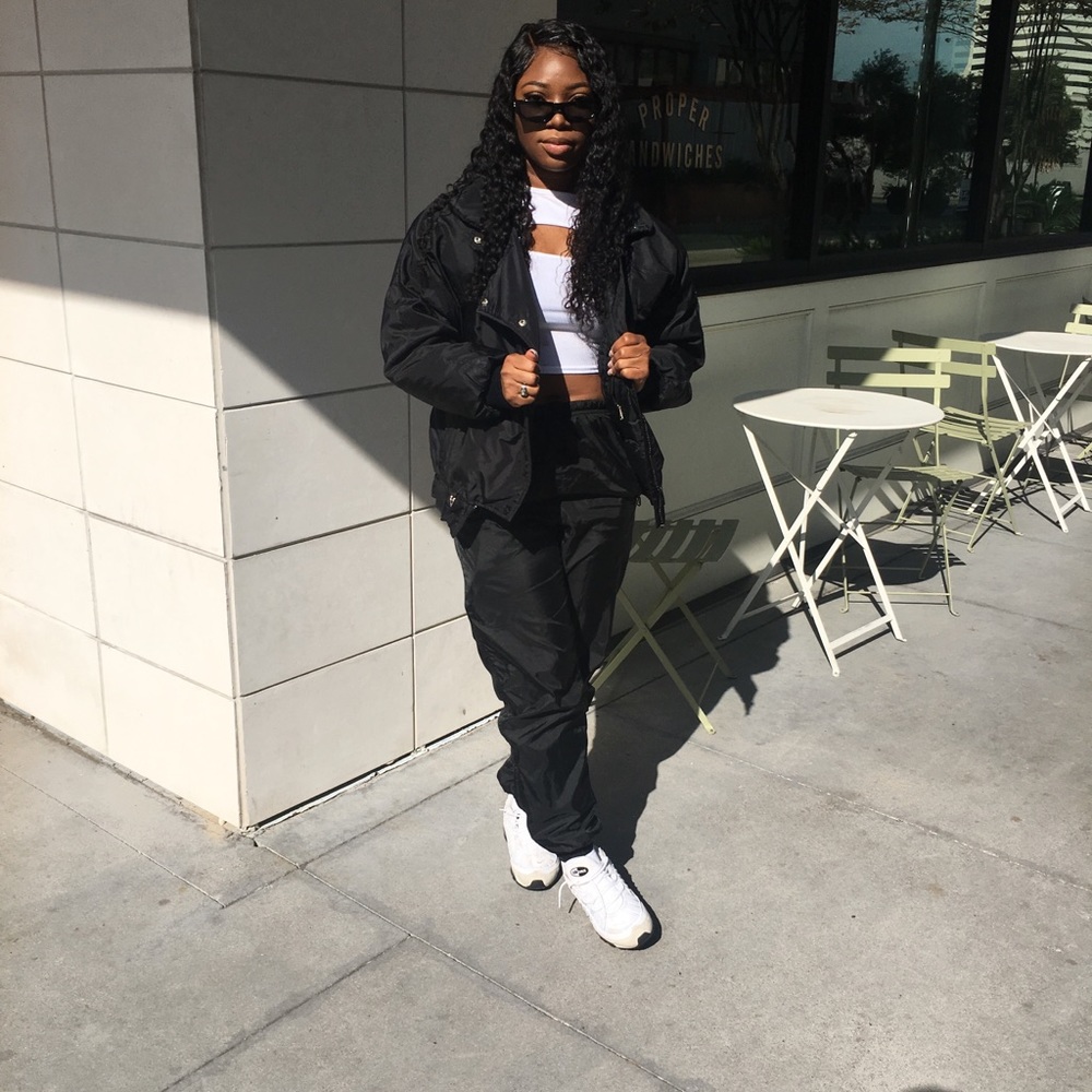 Black oversized puffer jacket